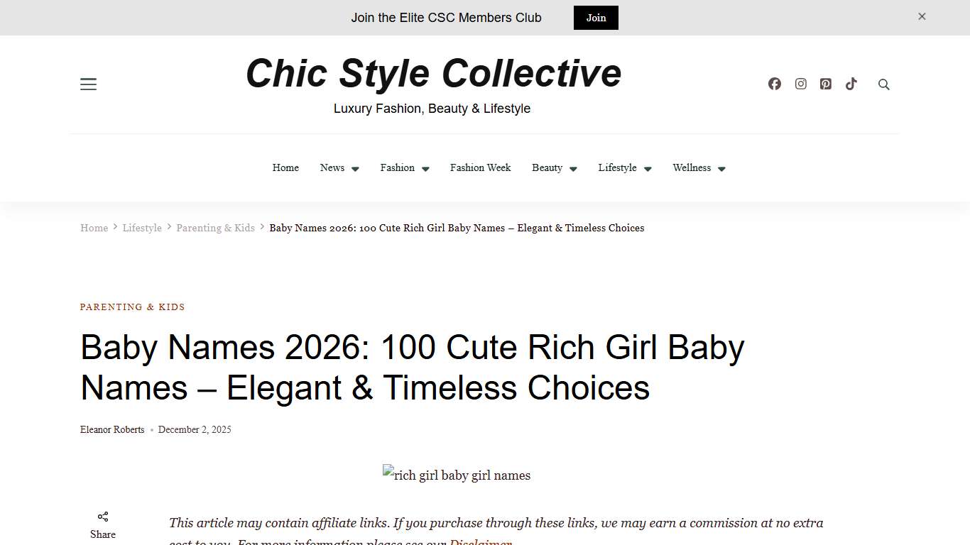 Baby Names 2026: 100 Cute Rich Girl Baby Names - Elegant & Timeless Choices Chic Style Collective